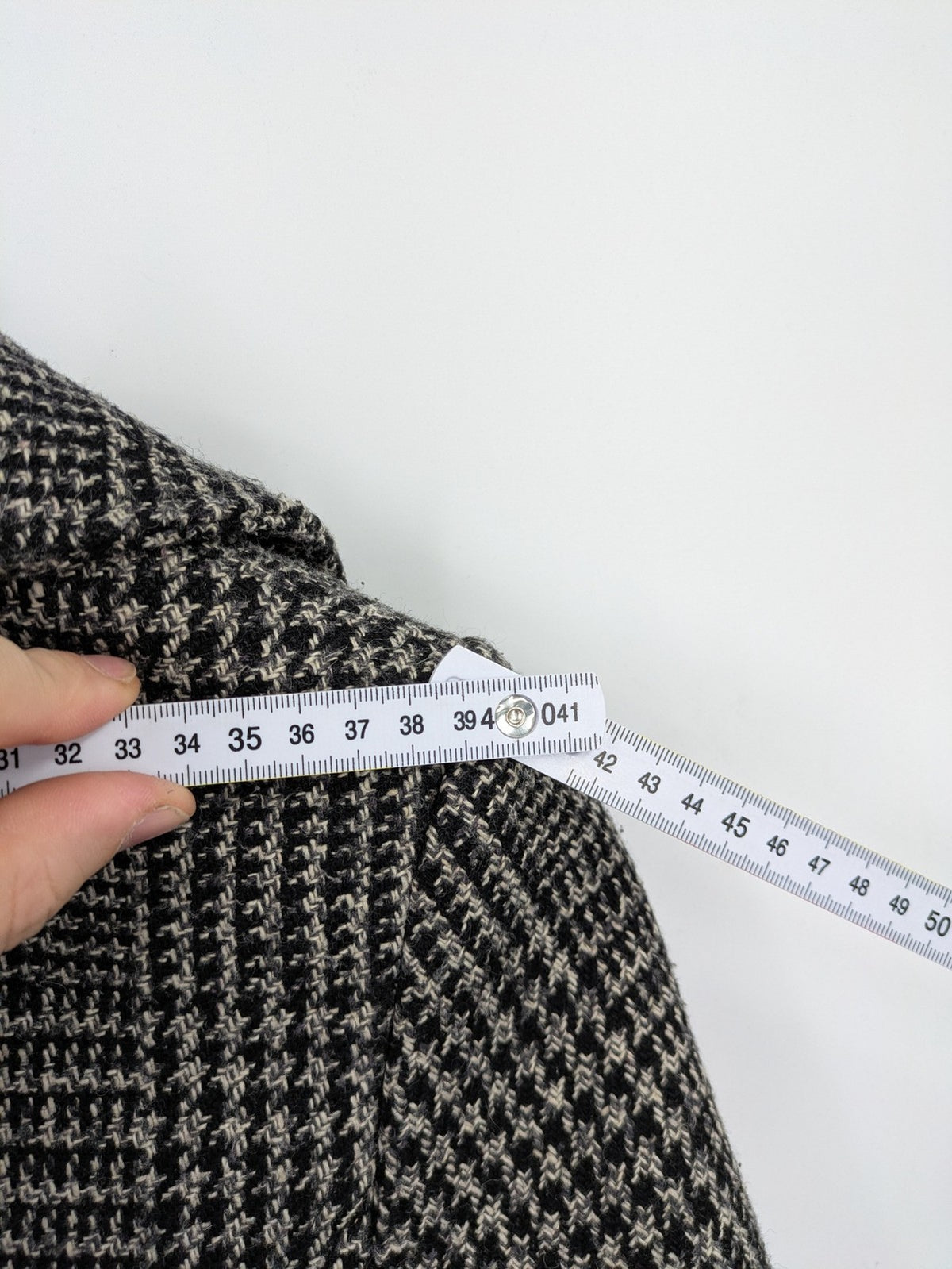 Xanaka beige trench coat houndstooth pattern wool blend with matching belt.