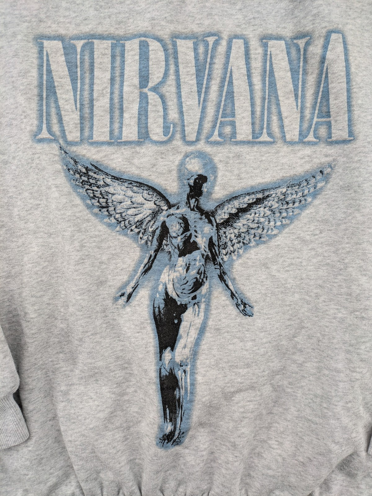 H&M Divided grey turtle neck jumper featuring Nirvana "In Utero" angel graphic.