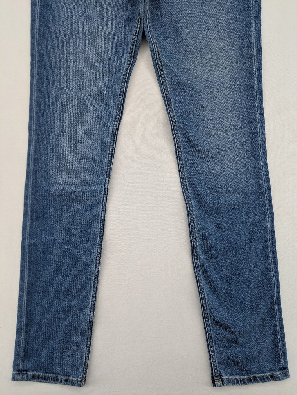 Esprit blue straight leg jeans medium rise with washed finish and cotton-stretch blend.