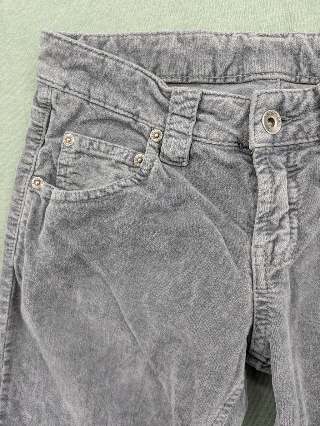 Eddie Pen grey cord pants 5-pocket design stretch cotton fabric