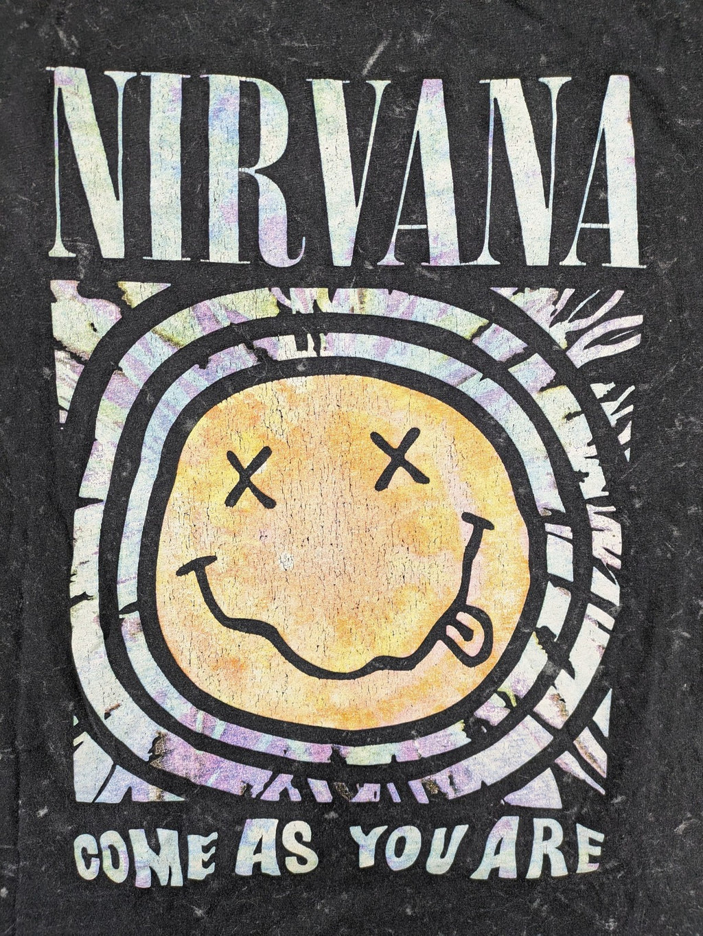 Nirvana vintage t-shirt black washed fabric iconic Smiley logo "Come As You Are