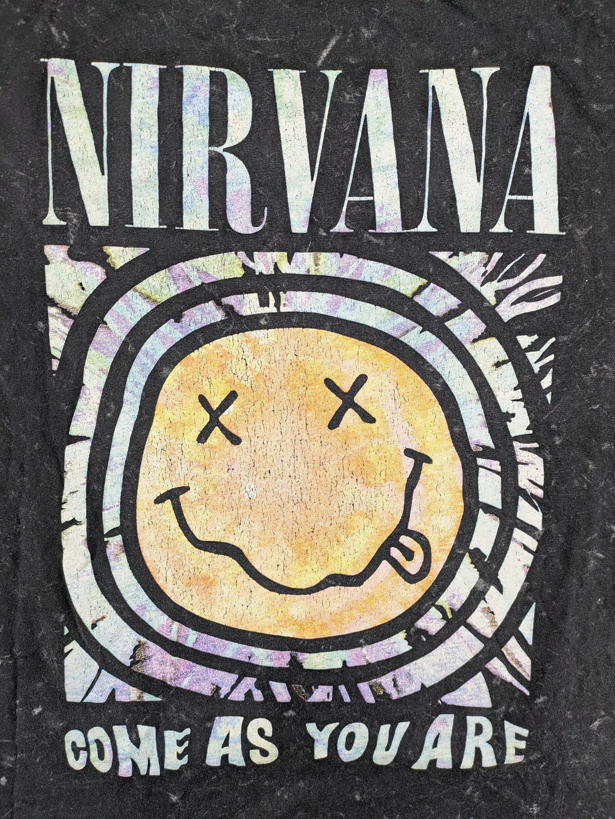 Nirvana vintage t-shirt black washed fabric iconic Smiley logo "Come As You Are