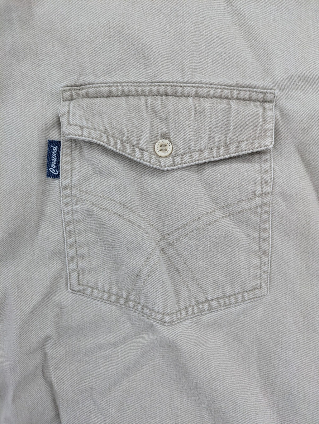 Corsucci beige button-down shirt 100% cotton with buttoned chest pockets and classic collar