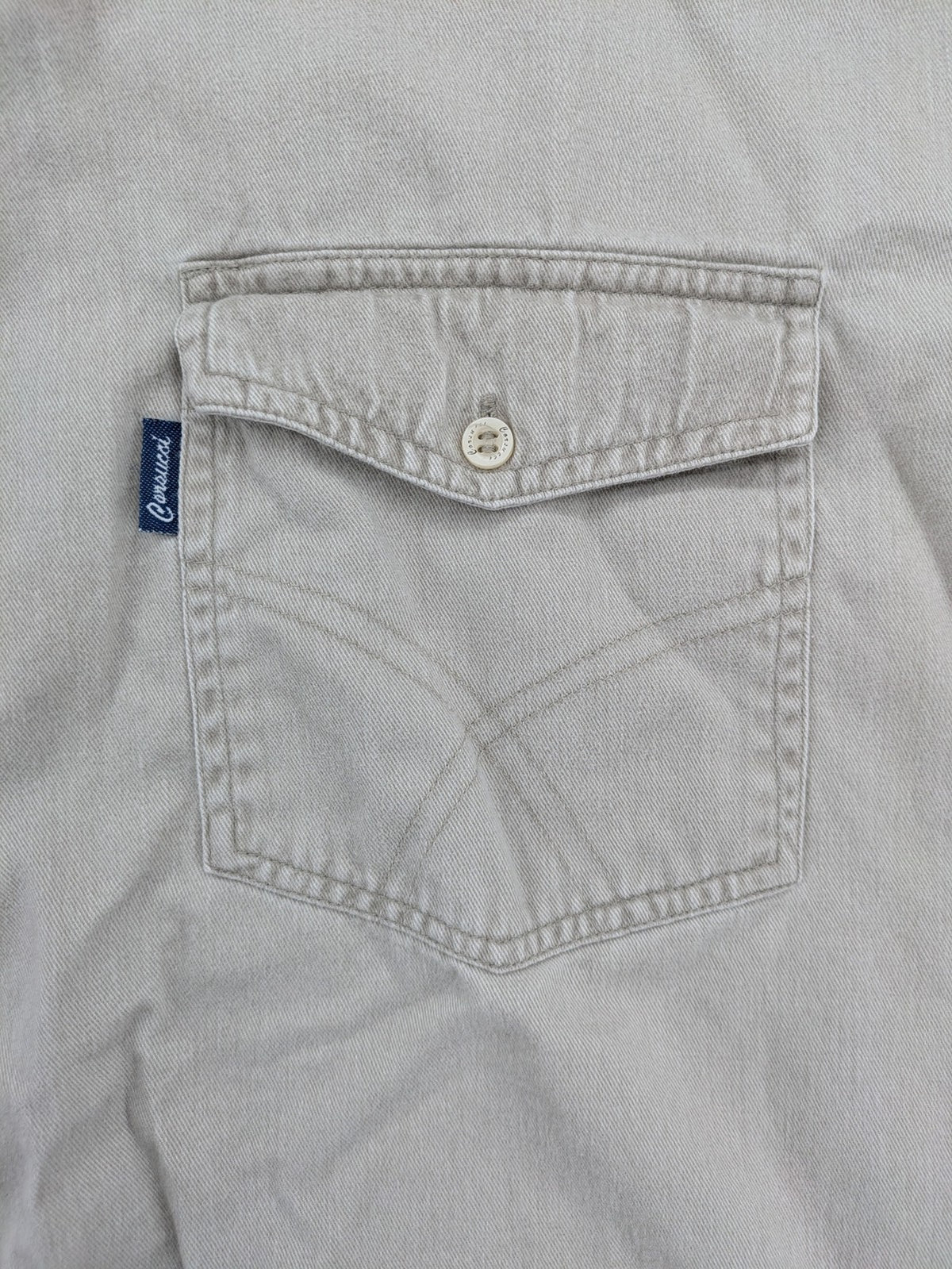 Corsucci beige button-down shirt 100% cotton with buttoned chest pockets and classic collar