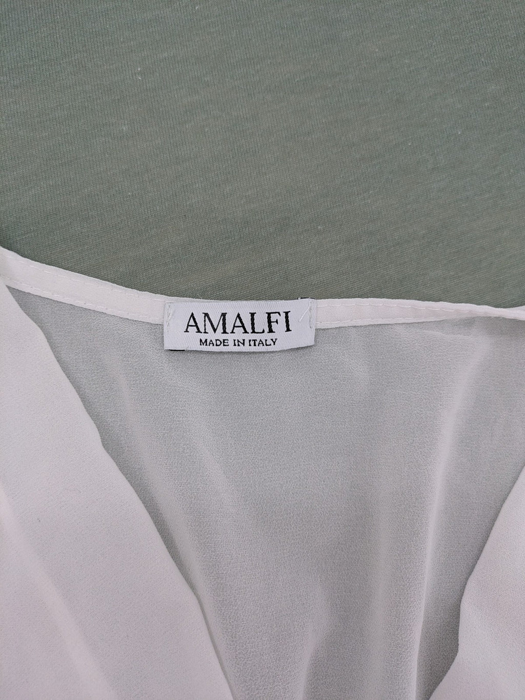 Amalfi white bridal party dress V-neck layered ruffles with lace trim sleeves