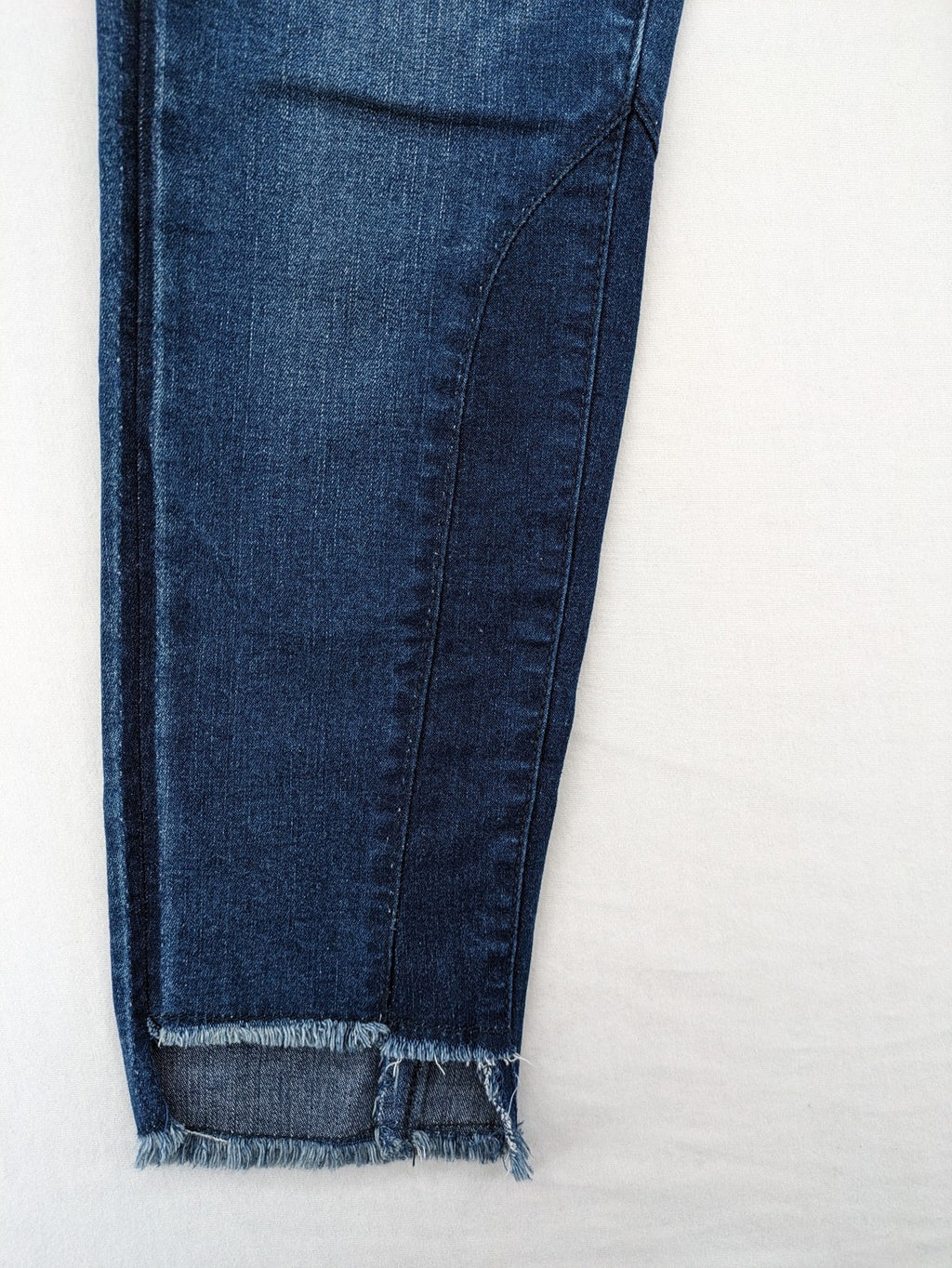 Best Connections blue skinny jeans with frayed hem and sporty side stripe.