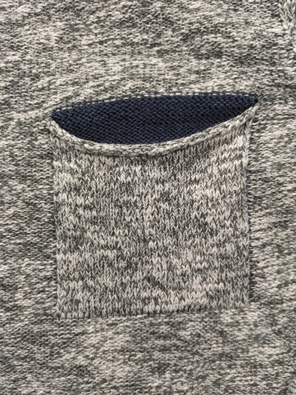 Key Largo grey turtle neck jumper with blue accents and chest pocket, cotton blend.