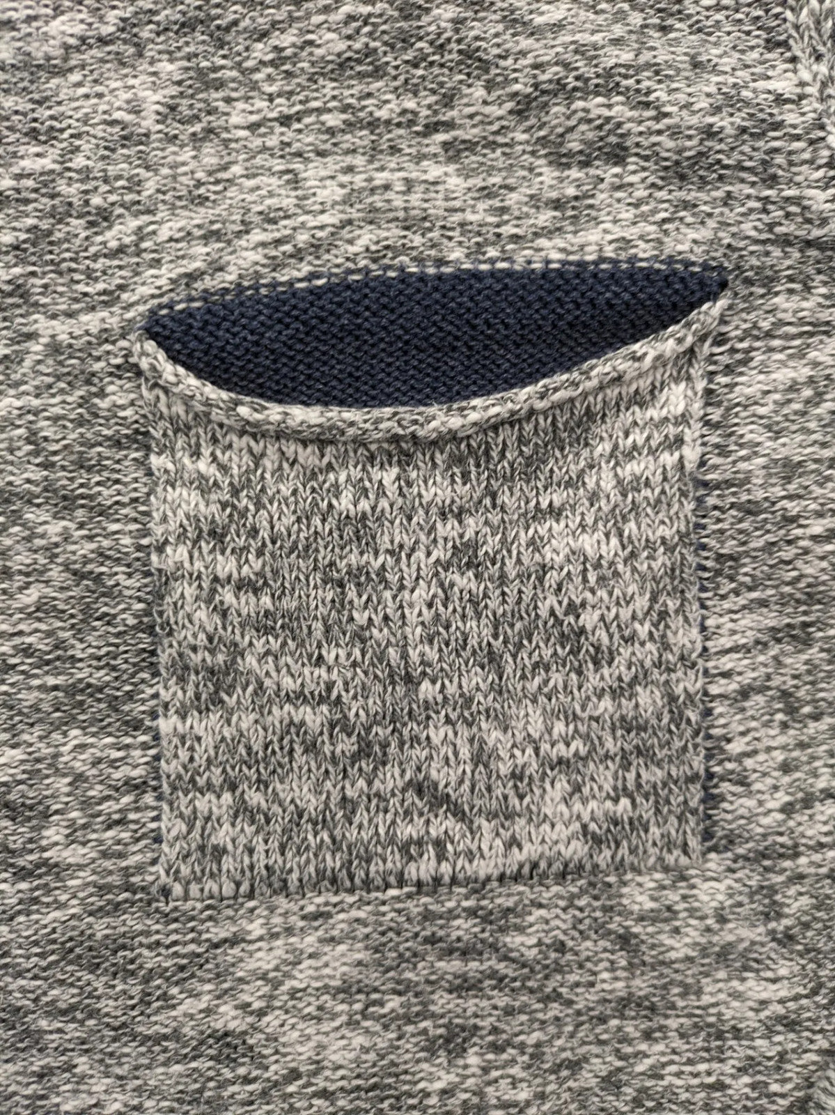 Key Largo grey turtle neck jumper with blue accents and chest pocket, cotton blend.