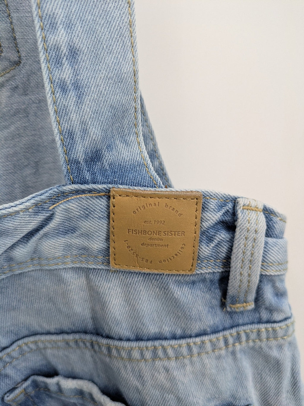 FB Sister blue straight jeans distressed patchwork design relaxed fit 100% cotton
