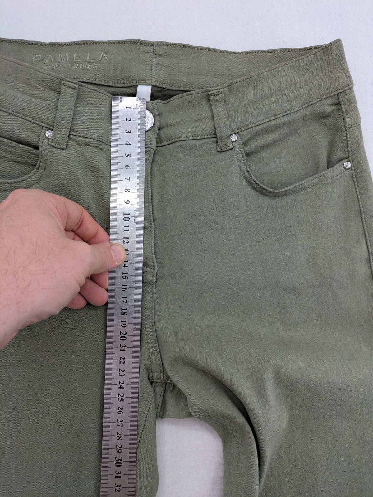 Pamela green pants classic five-pocket design superstretch cotton blend