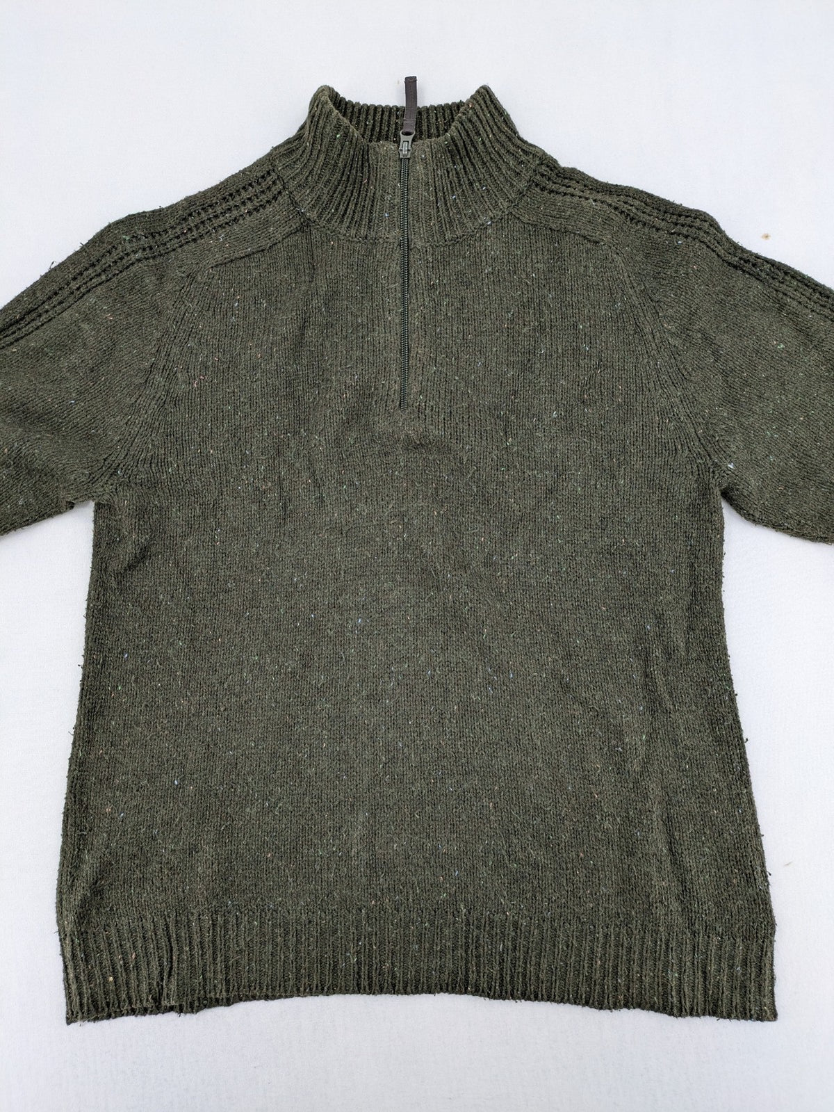 Gap Kids green turtle neck jumper with quarter zip and textured knit details.