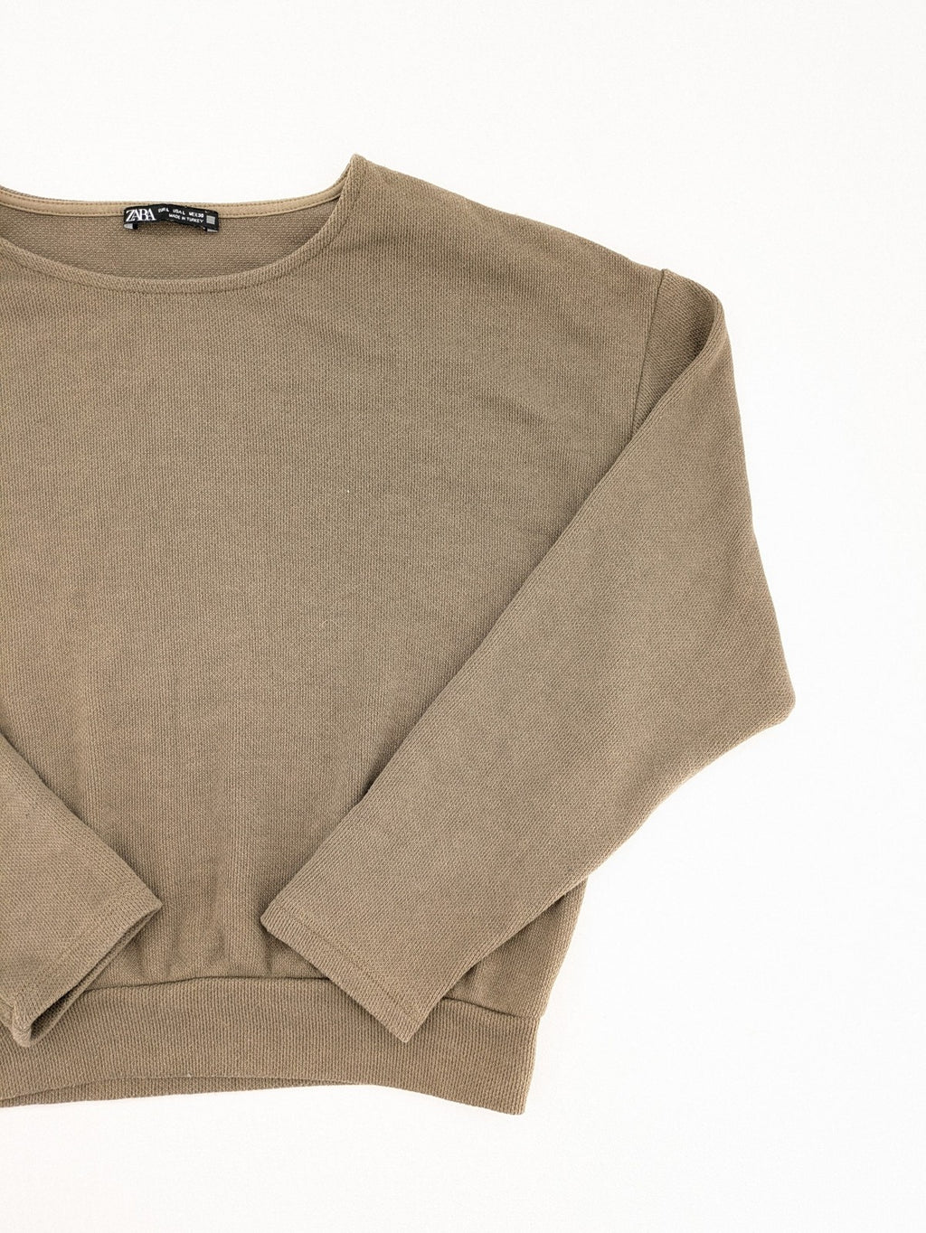 Zara khaki turtle neck jumper waffle knit texture long sleeves relaxed fit