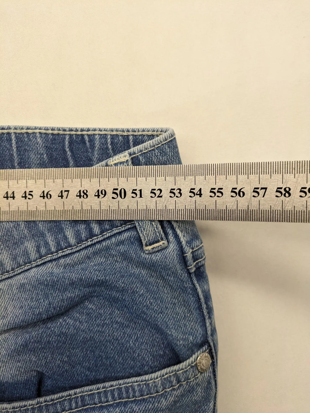 Ulla Popken blue straight jeans with used look, elastic waistband, and 5-pocket style.