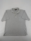 Headlands grey short sleeve polo shirt textured terry fabric with chest pocket.