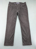 BRAX grey cord pants 5-pocket design with subtle checkered waistband lining