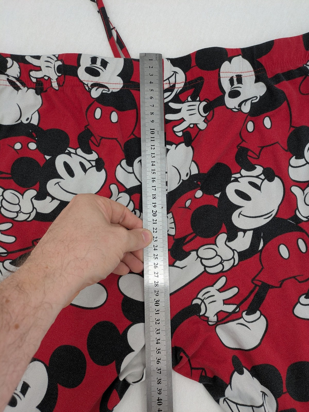 Disney loungewear set red and black with allover Mickey Mouse print and long sleeves.