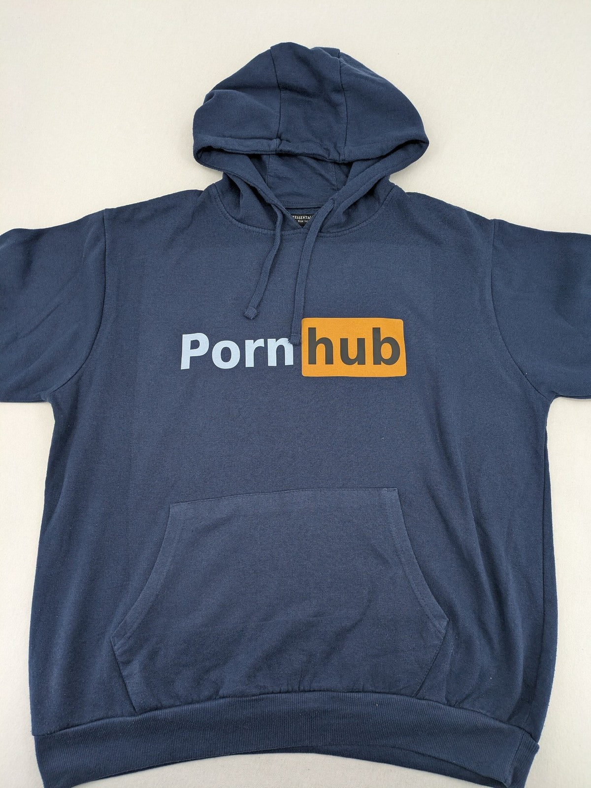 Pornhub zip-through hoodie navy blue with iconic logo on chest, cotton-polyester blend.