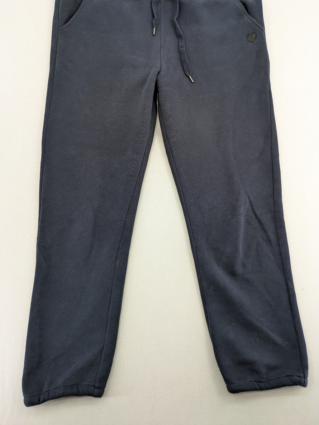 OPUS navy pants soft cotton blend elastic waistband with drawstring and heart logo patch