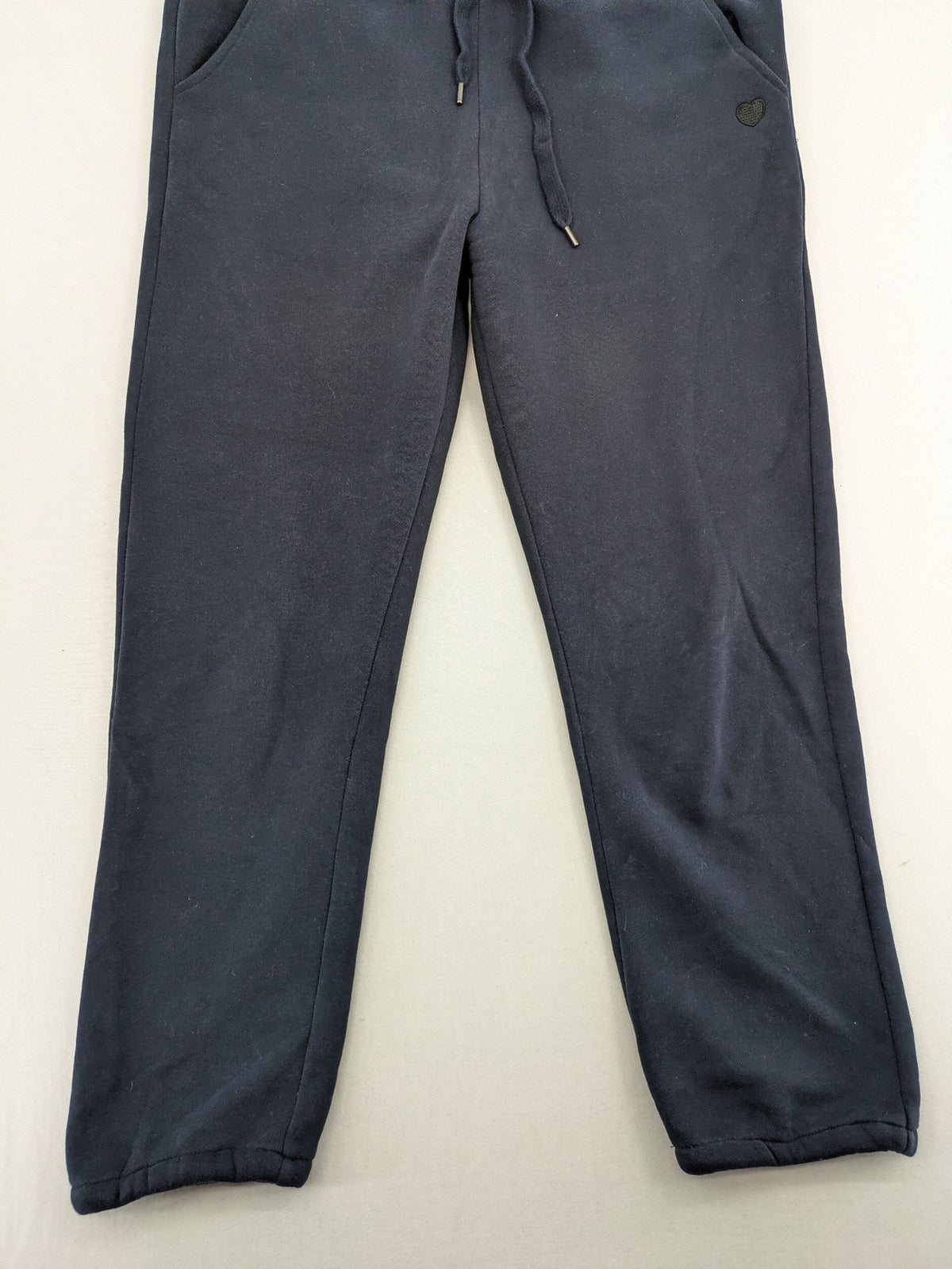 OPUS navy pants soft cotton blend elastic waistband with drawstring and heart logo patch