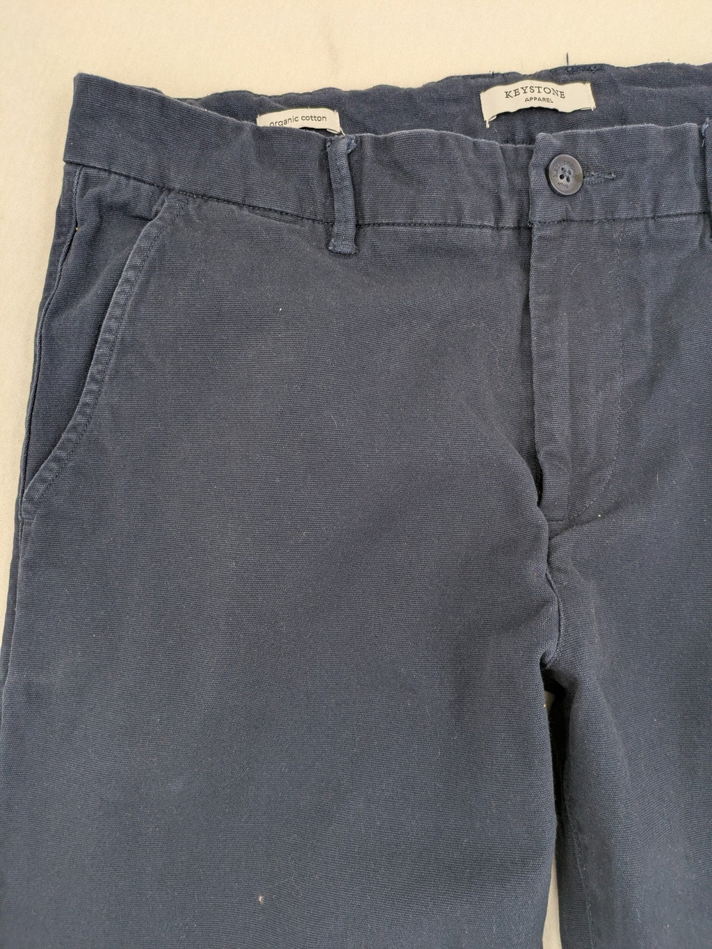 Keystone Apparel navy chino pants slim fit organic cotton with classic design.
