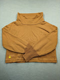 ALS orange crop top sweatshirt with roll neck and embroidered Lichtblick logo.