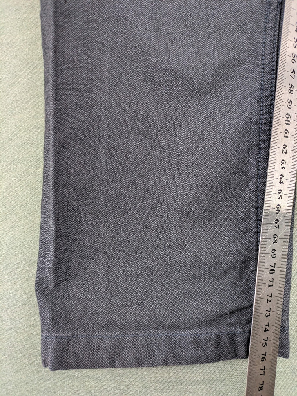 WE grey straight leg chinos 100% cotton button fly with unique brand buttons