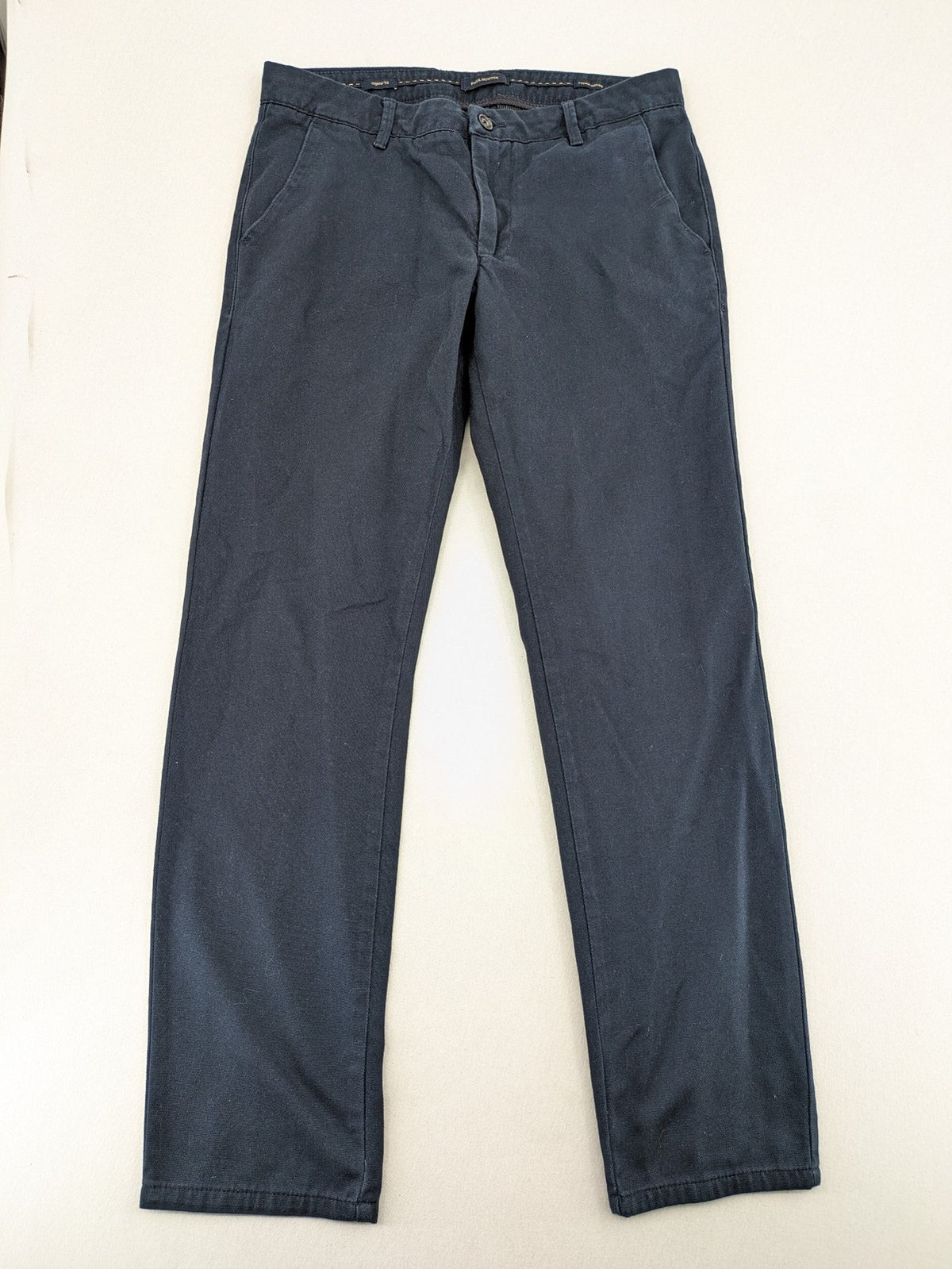Paul Hunter navy chino pants regular fit cotton blend with stretch for comfort.