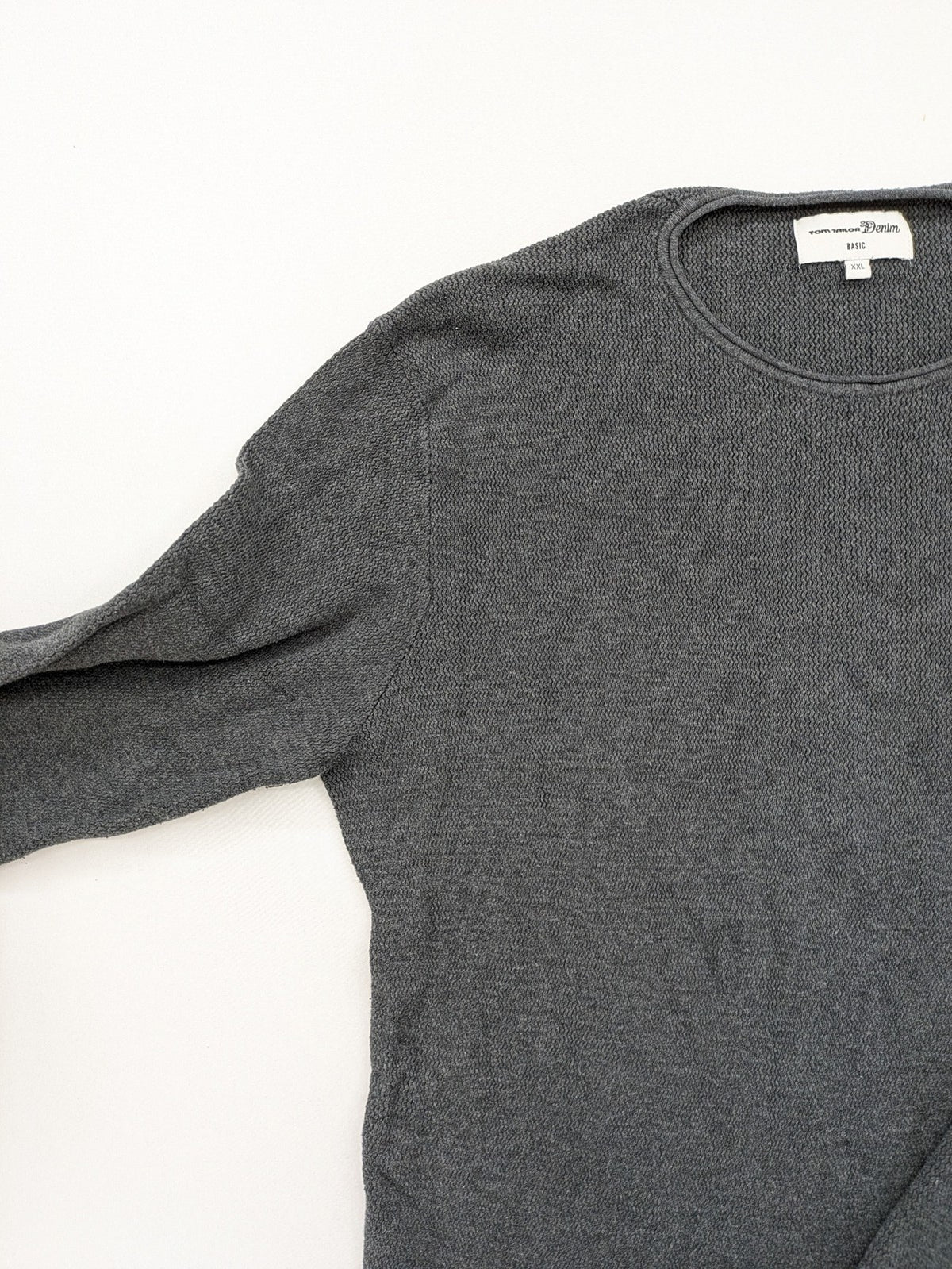 Tom Tailor Denim grey turtle neck jumper textured waffle knit 100% cotton