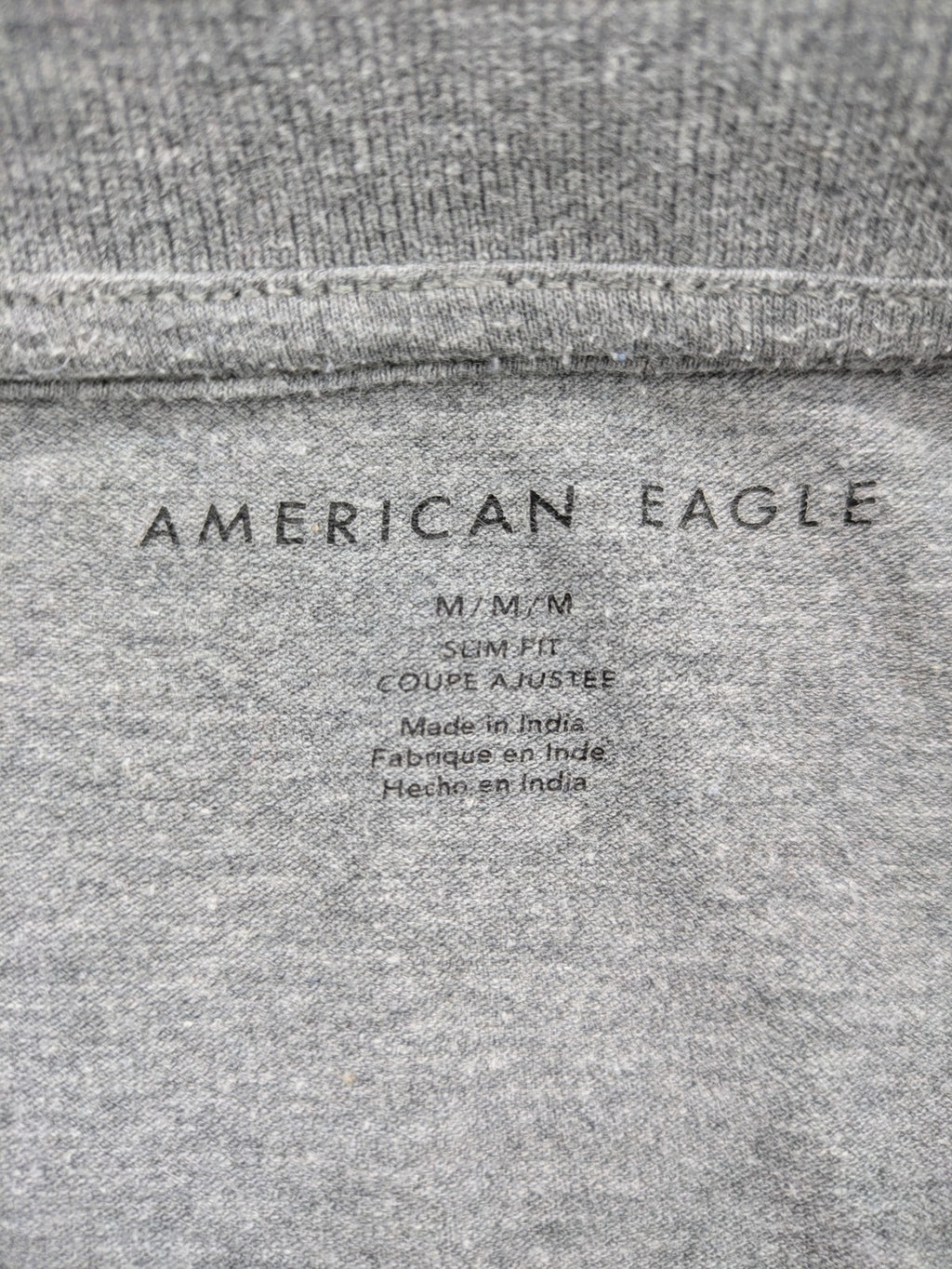 American Eagle grey polo shirt slim fit short sleeves embroidered eagle logo