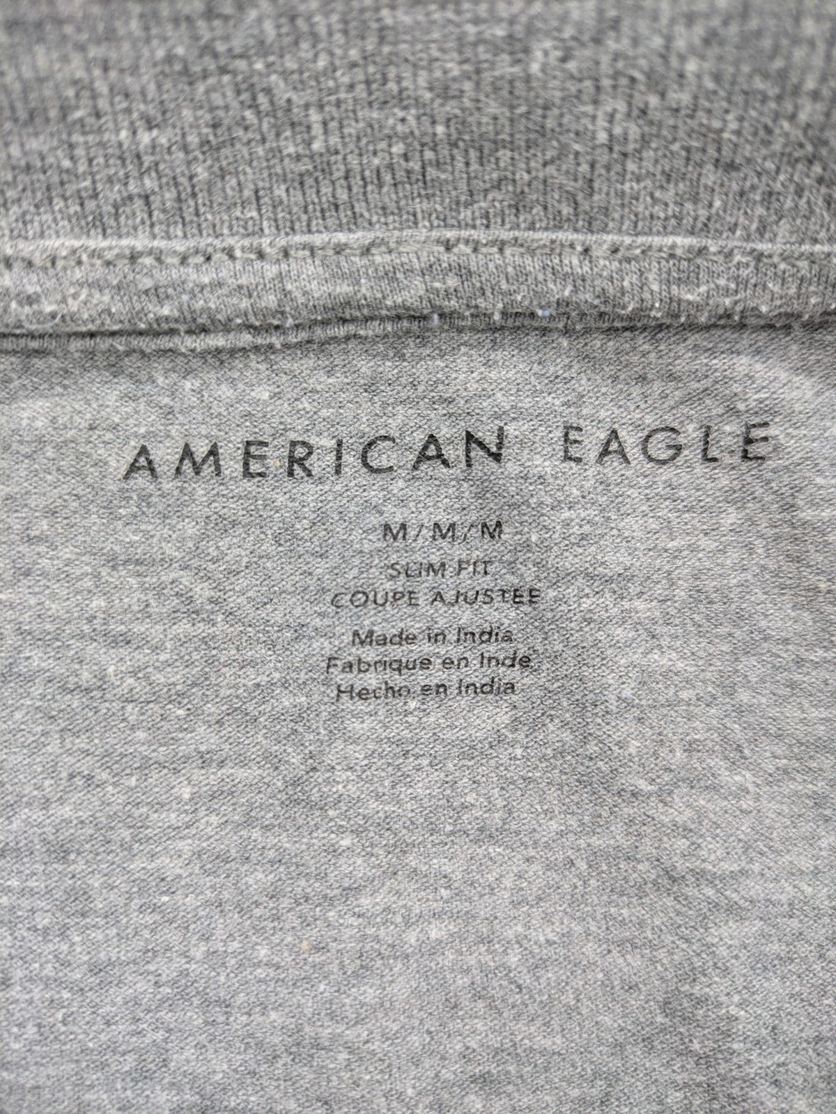 American Eagle grey polo shirt slim fit short sleeves embroidered eagle logo