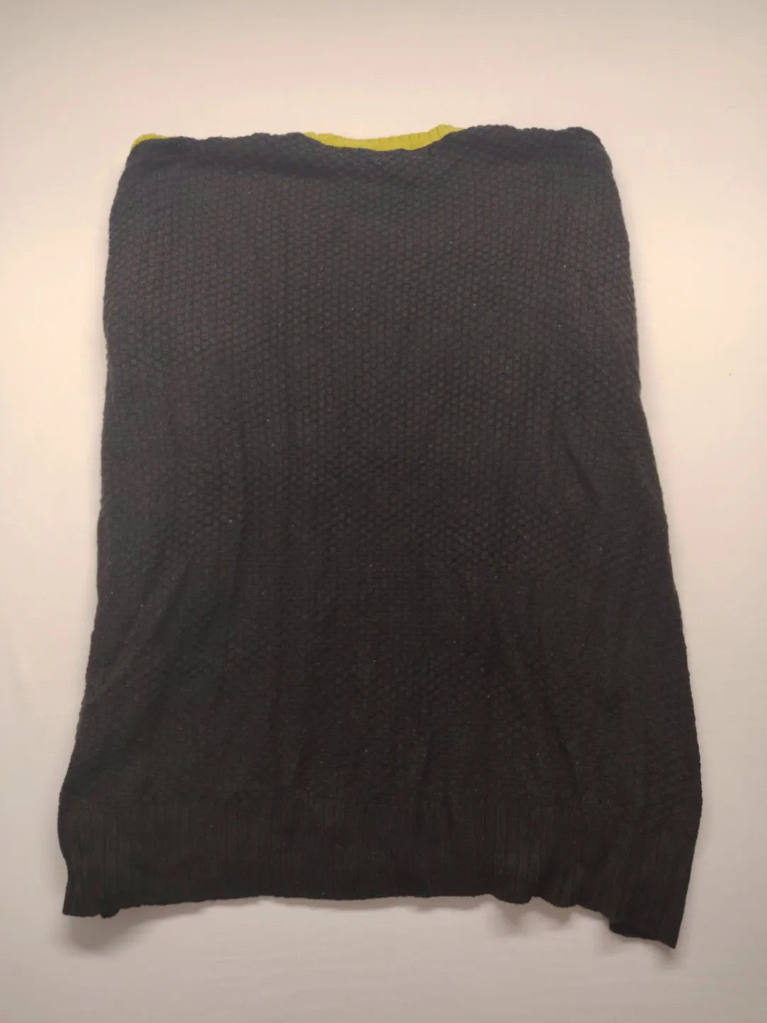 angel of style turtle neck jumper black brown yellow colorblock design with cable knit pattern