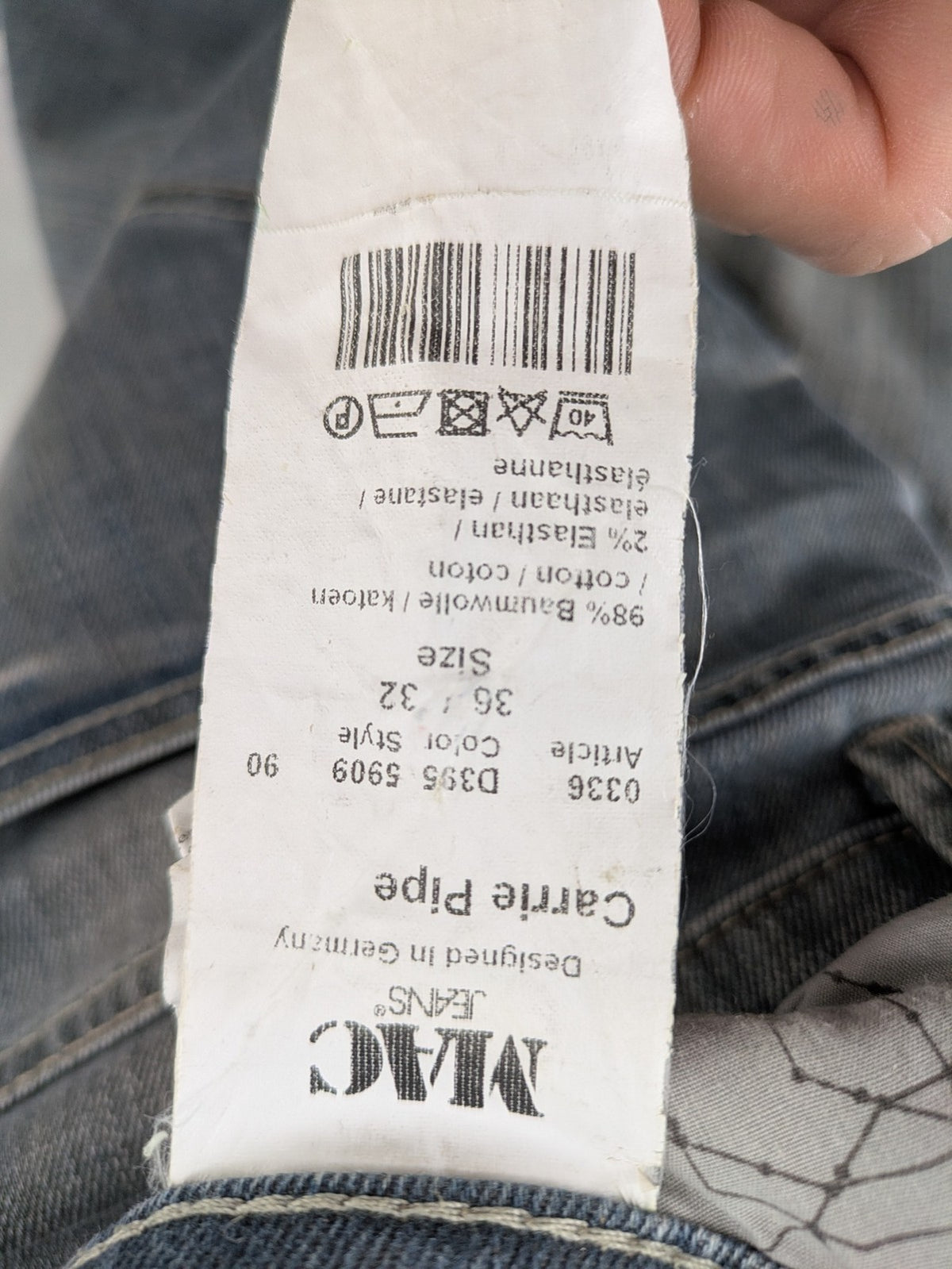 MAC straight jeans blue stretch denim 5-pocket design with zipper closure