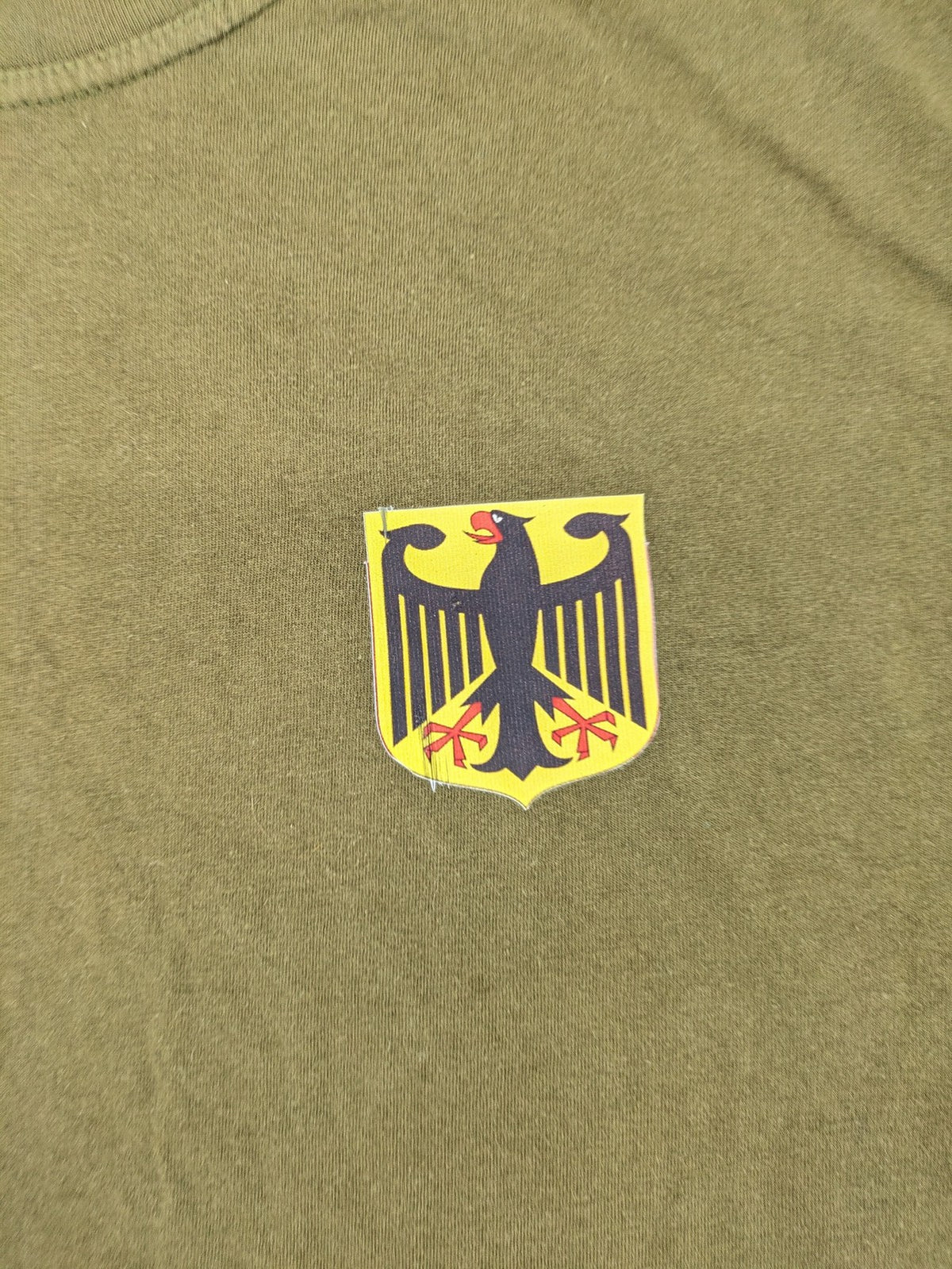 Parforce khaki t-shirt featuring German eagle patch on left chest, 100% cotton.