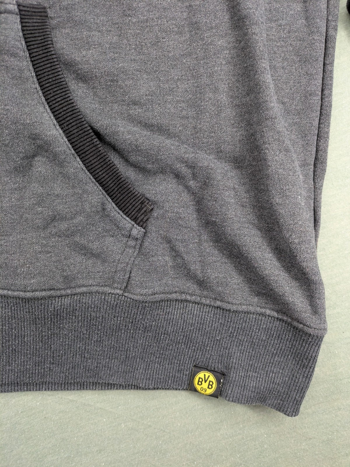 Borussia Dortmund grey and black hoodie with BVB 09 logo and full zip design.