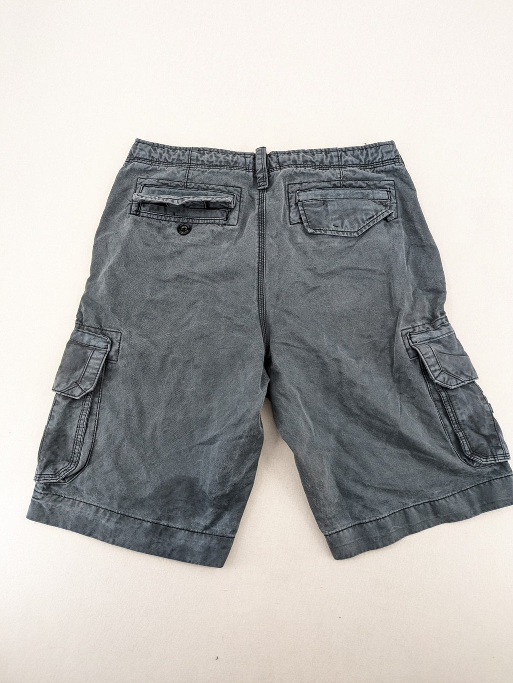 Antargo grey cargo shorts washed finish multi-pocket design durable cotton