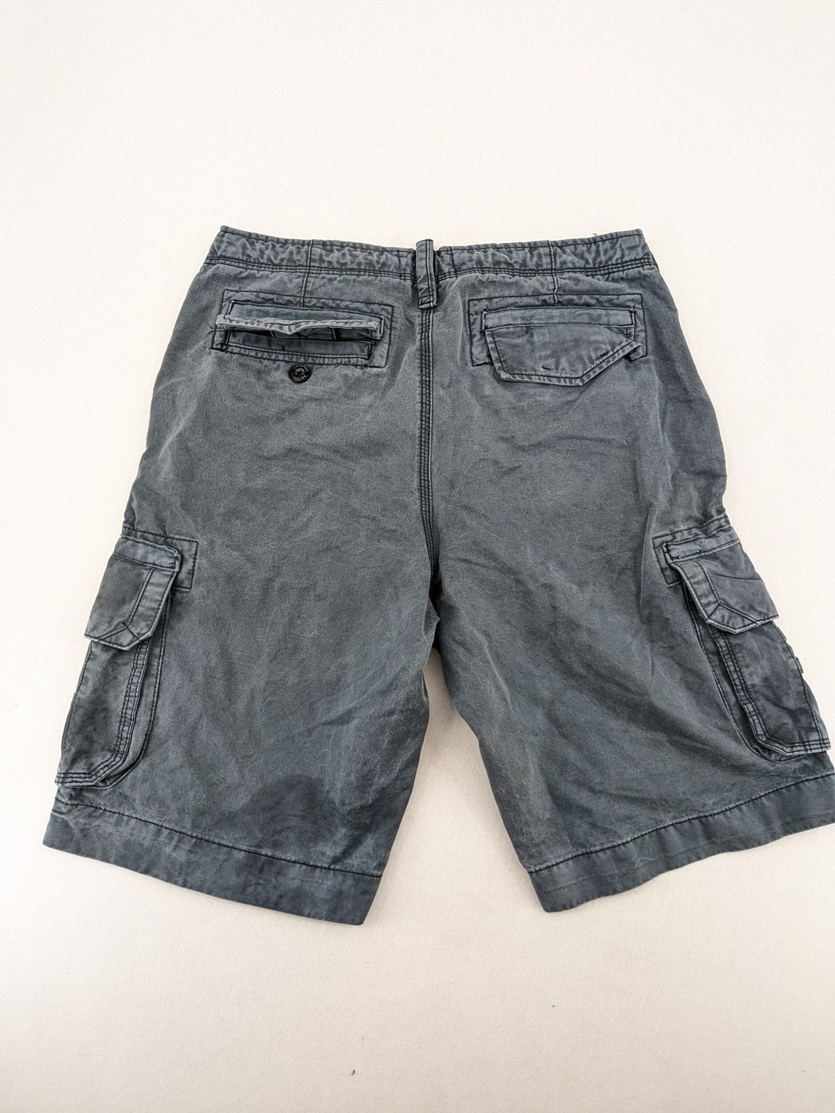 Antargo grey cargo shorts washed finish multi-pocket design durable cotton