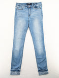 Hollister blue high rise super skinny jeans with frayed hem and classic stretch denim.
