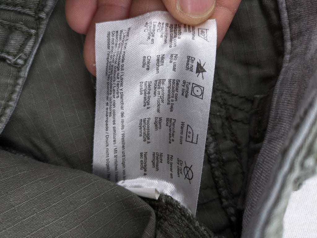 edc by Esprit khaki cargo pants ripstop fabric with multiple pockets and button fly
