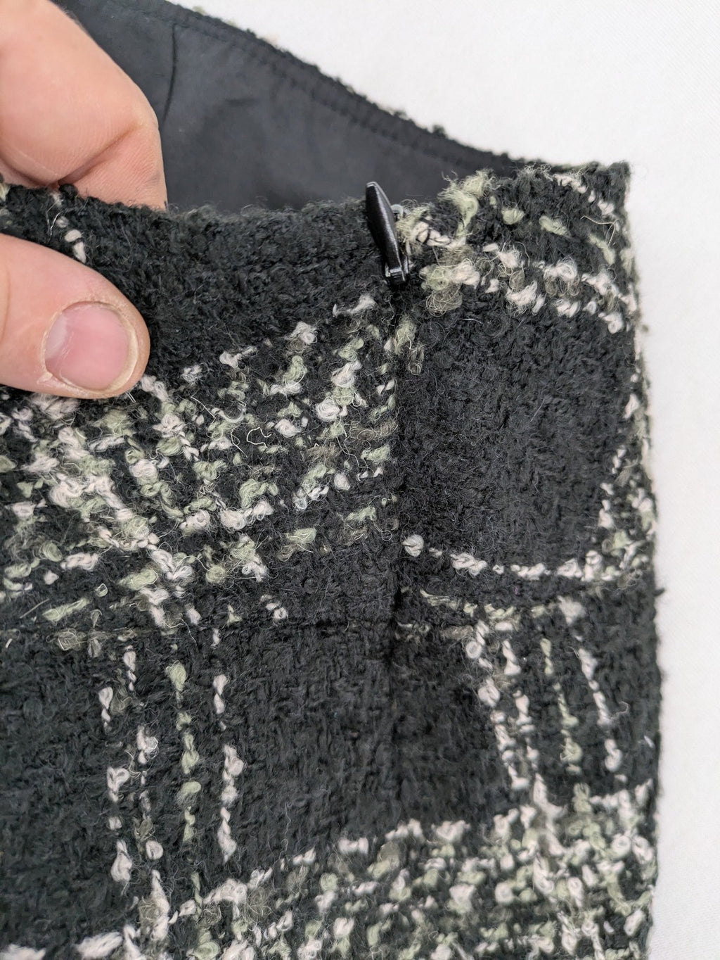 Yessica black mini skirt tweed check pattern A-line cut wool blend material