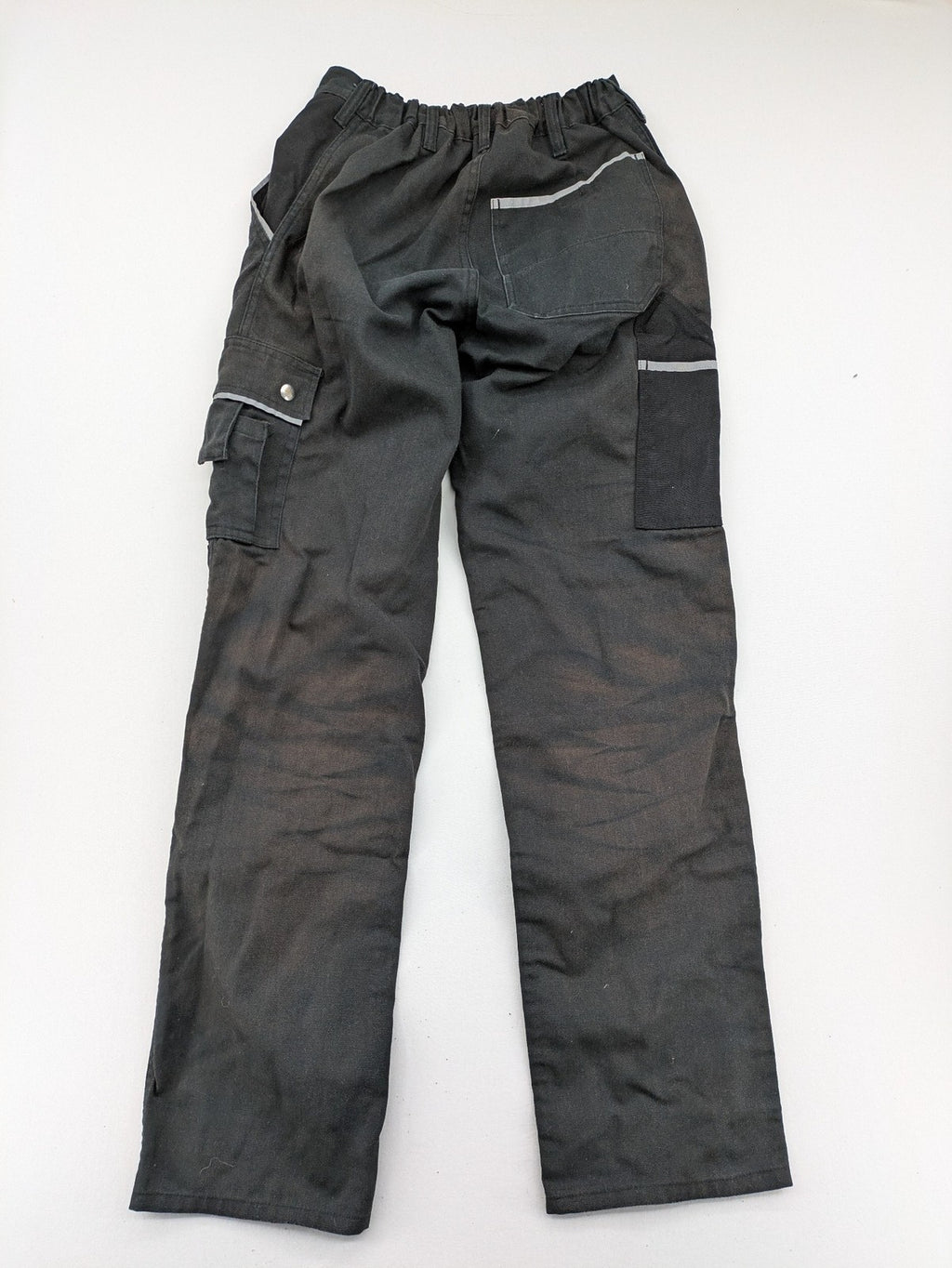 Planam work trousers black canvas with Cordura knee reinforcement and cargo pockets.