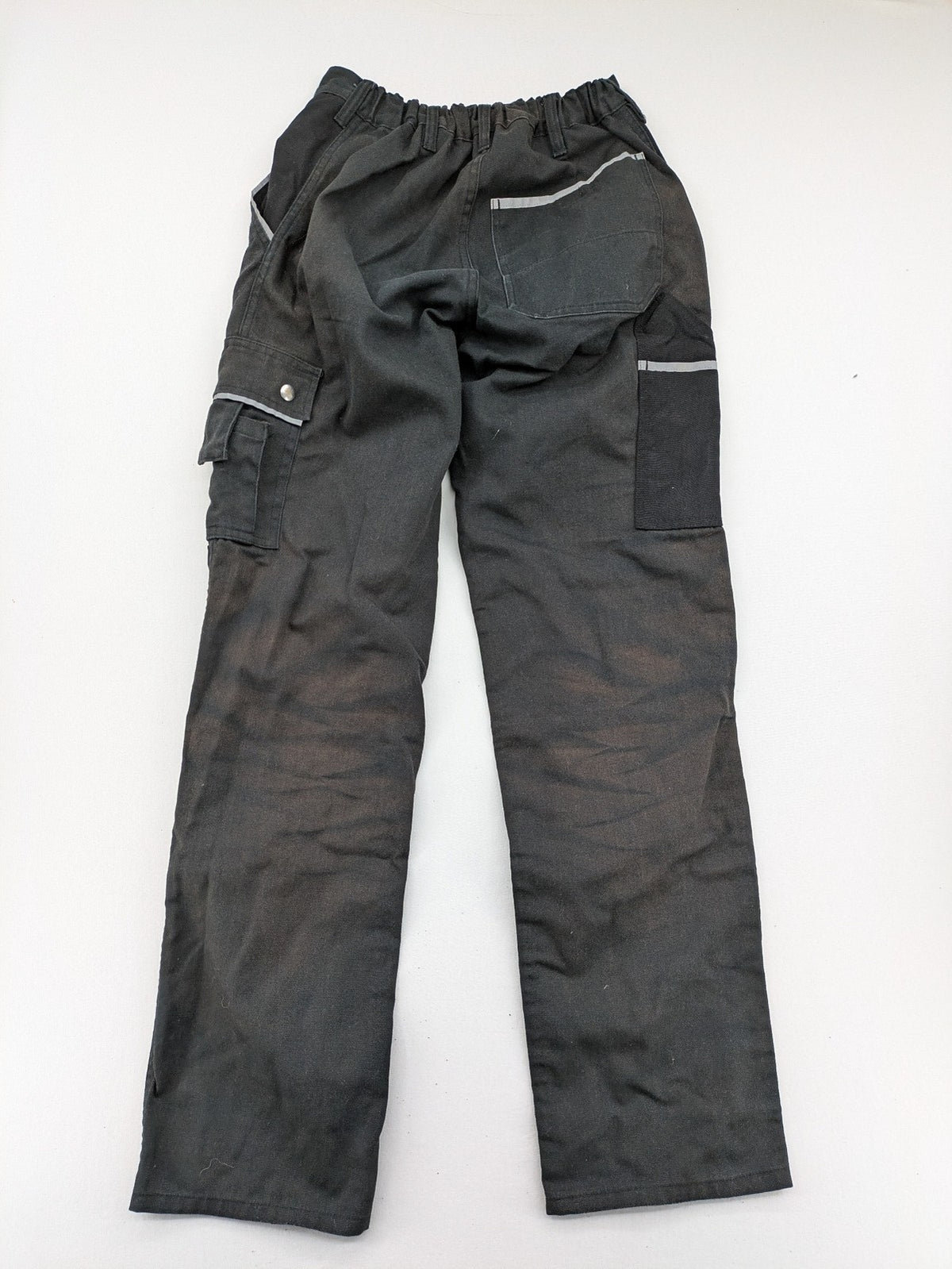 Planam work trousers black canvas with Cordura knee reinforcement and cargo pockets.