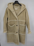 Pull&Bear beige jacket with hood, soft faux suede and plush Sherpa lining.