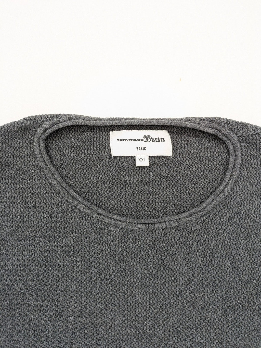 Tom Tailor Denim grey turtle neck jumper textured waffle knit 100% cotton