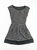 Stradivarius black and silver metallic fit and flare dress with sleeveless design and round neckline.