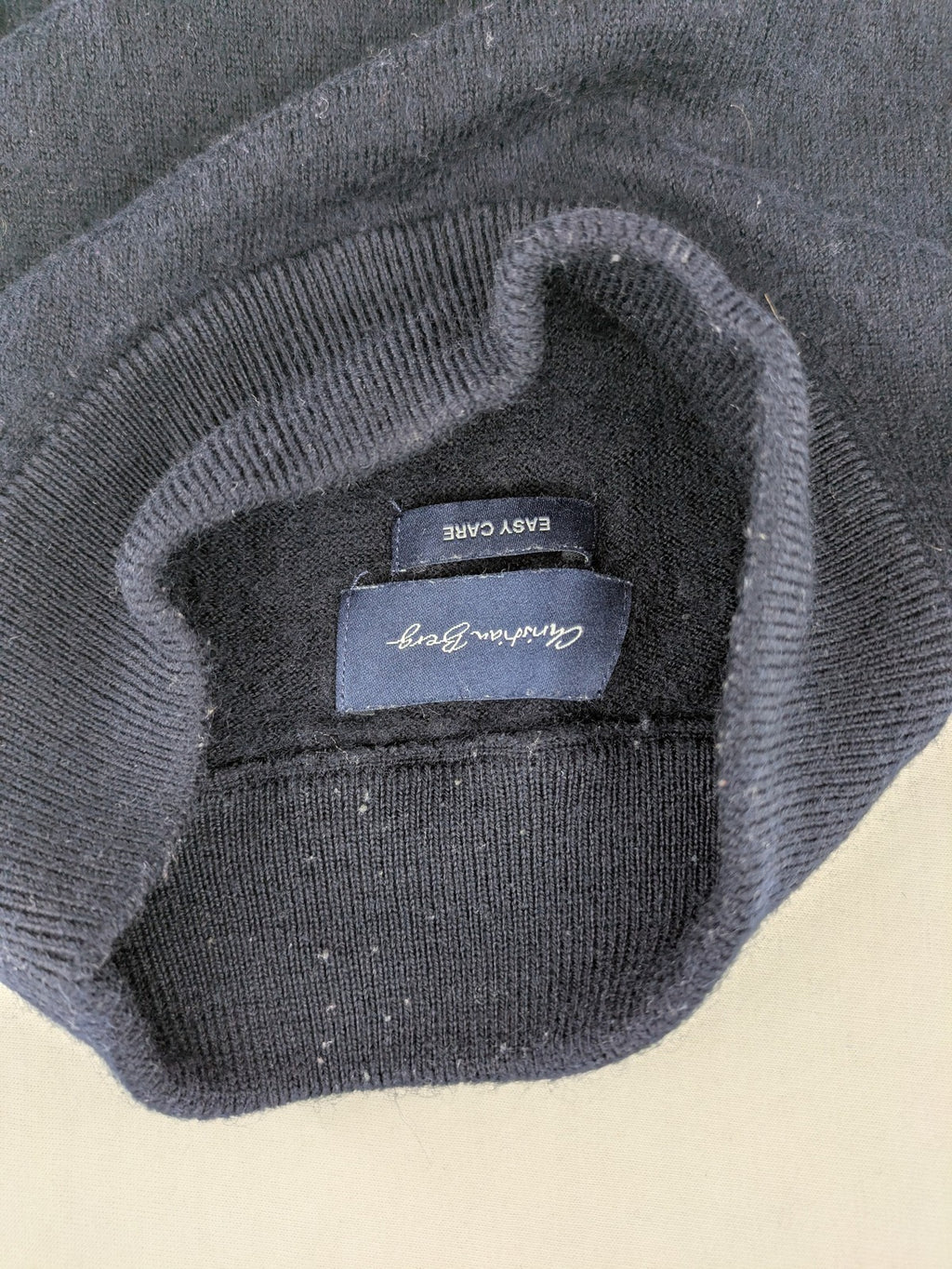 Christian Berg navy turtle neck jumper with ribbed cuffs and high wool blend.