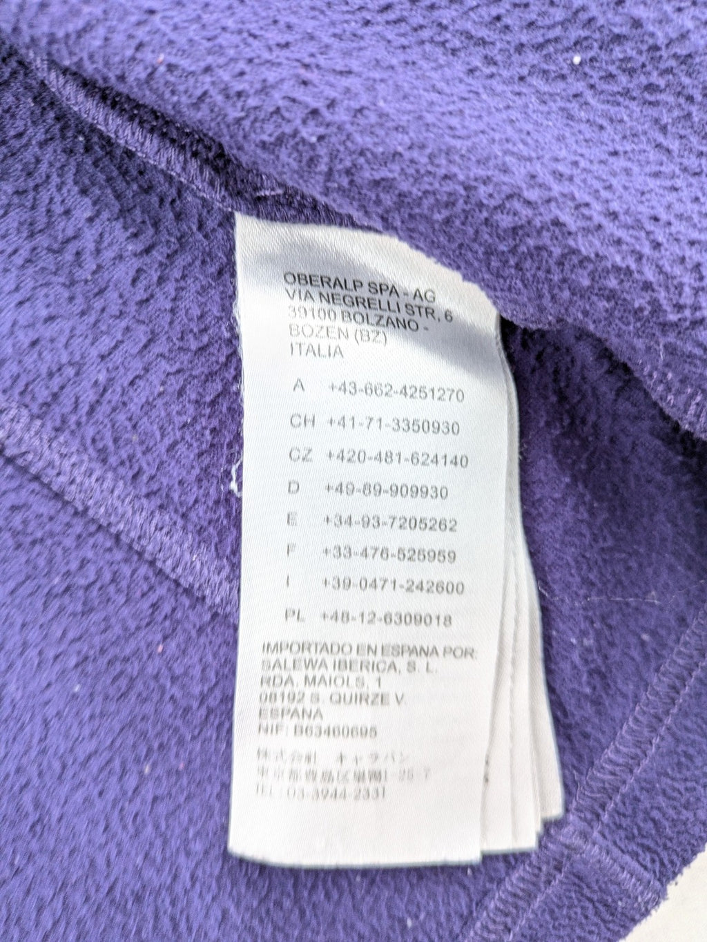 SALEWA purple fleece jacket full zip with hood, soft Polarlite material, classic design.