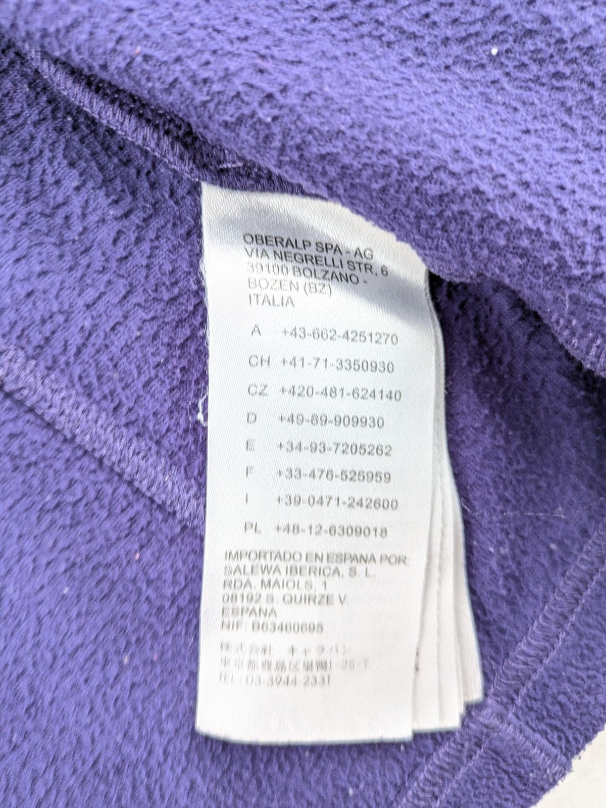 SALEWA purple fleece jacket full zip with hood, soft Polarlite material, classic design.