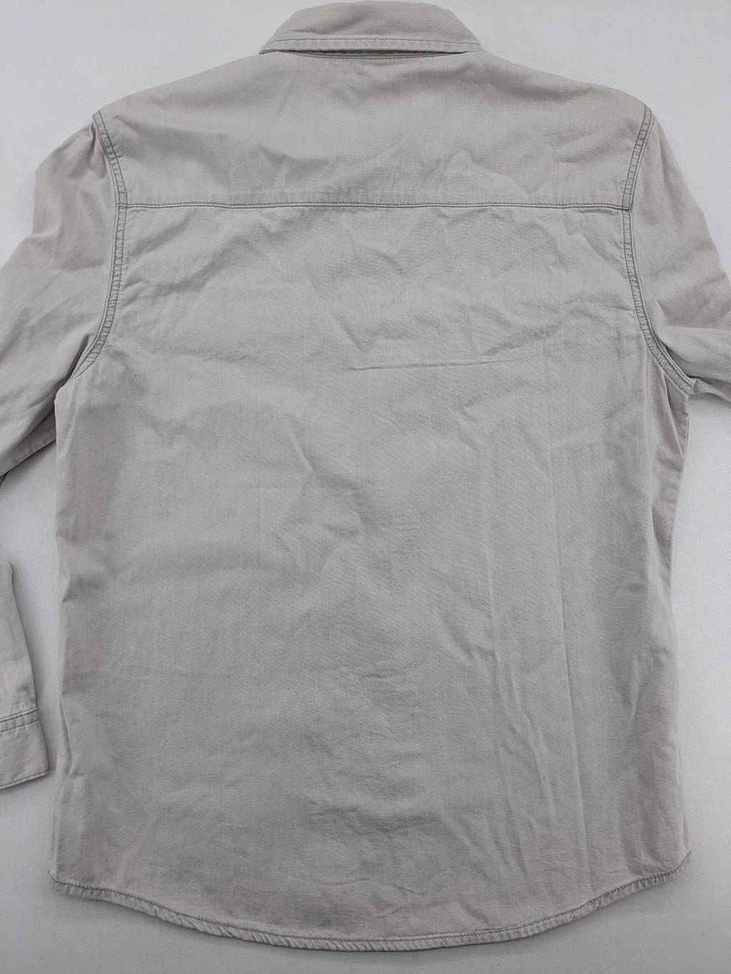 New Look beige Western shirt with snap buttons and two front pockets, 100% cotton.