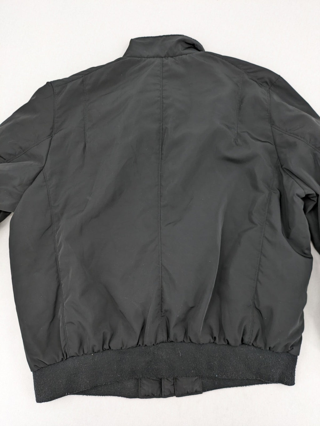 Rover & Lakes black bomber jacket padded interior, stand collar, zip front, multiple pockets.
