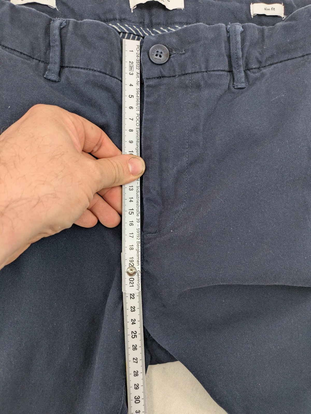 Keystone Apparel navy chino pants slim fit organic cotton with classic design.
